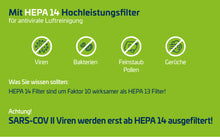 Laden Sie das Bild in den Galerie-Viewer, NERIOX CLEAN-AIR - Mobiler Antiviraler Luftreiniger mit HEPA H14 Filter und UV-C Desinfektion